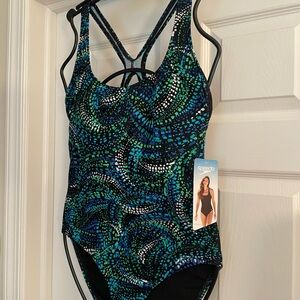 NWT Speedo Blue & Green Patterned Swimsuit